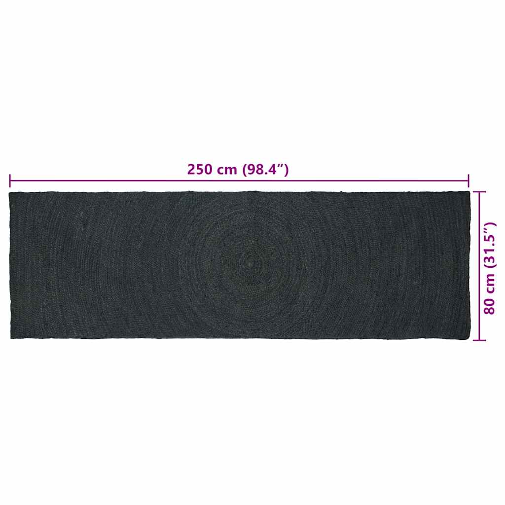Vloerkleden Donkergrijs 80 x 250 cm Jute