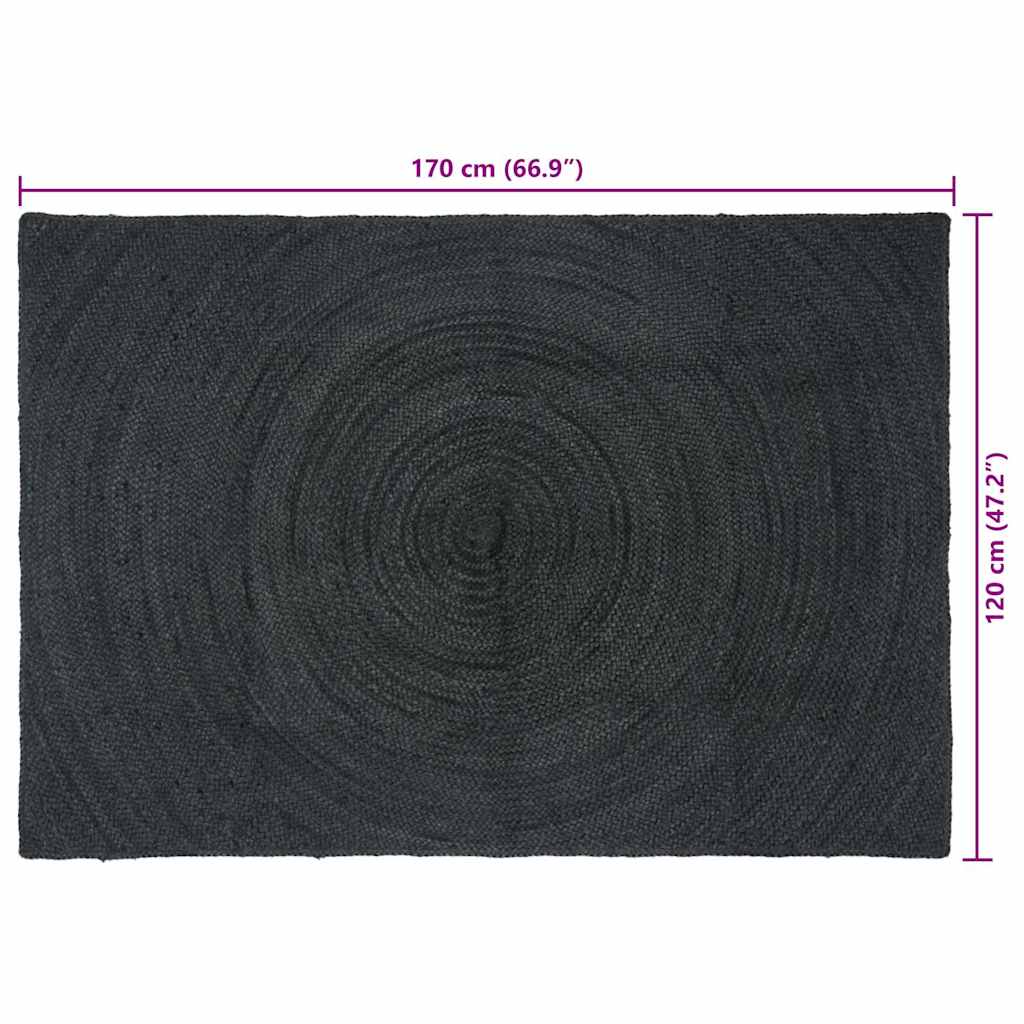 Vloerkleden Donkergrijs 120 x 170 cm Jute
