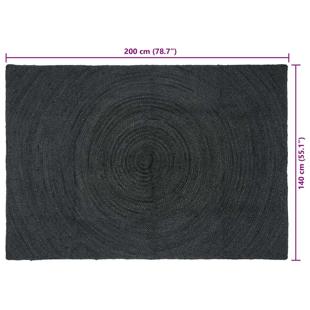 Vloerkleden Donkergrijs 140 x 200 cm Jute