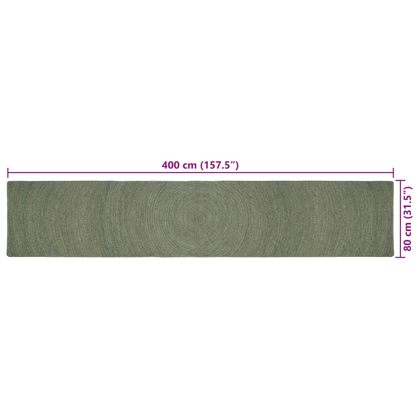 Vloerkleden Olijfgroen 80 x 400 cm Jute