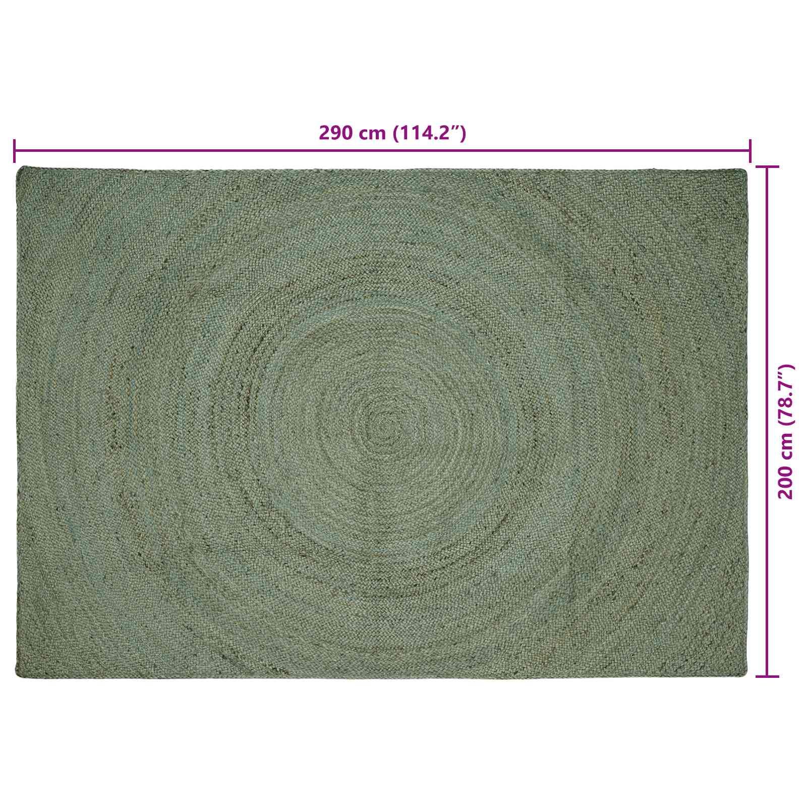 Vloerkleden Olijfgroen 200 x 290 cm Jute