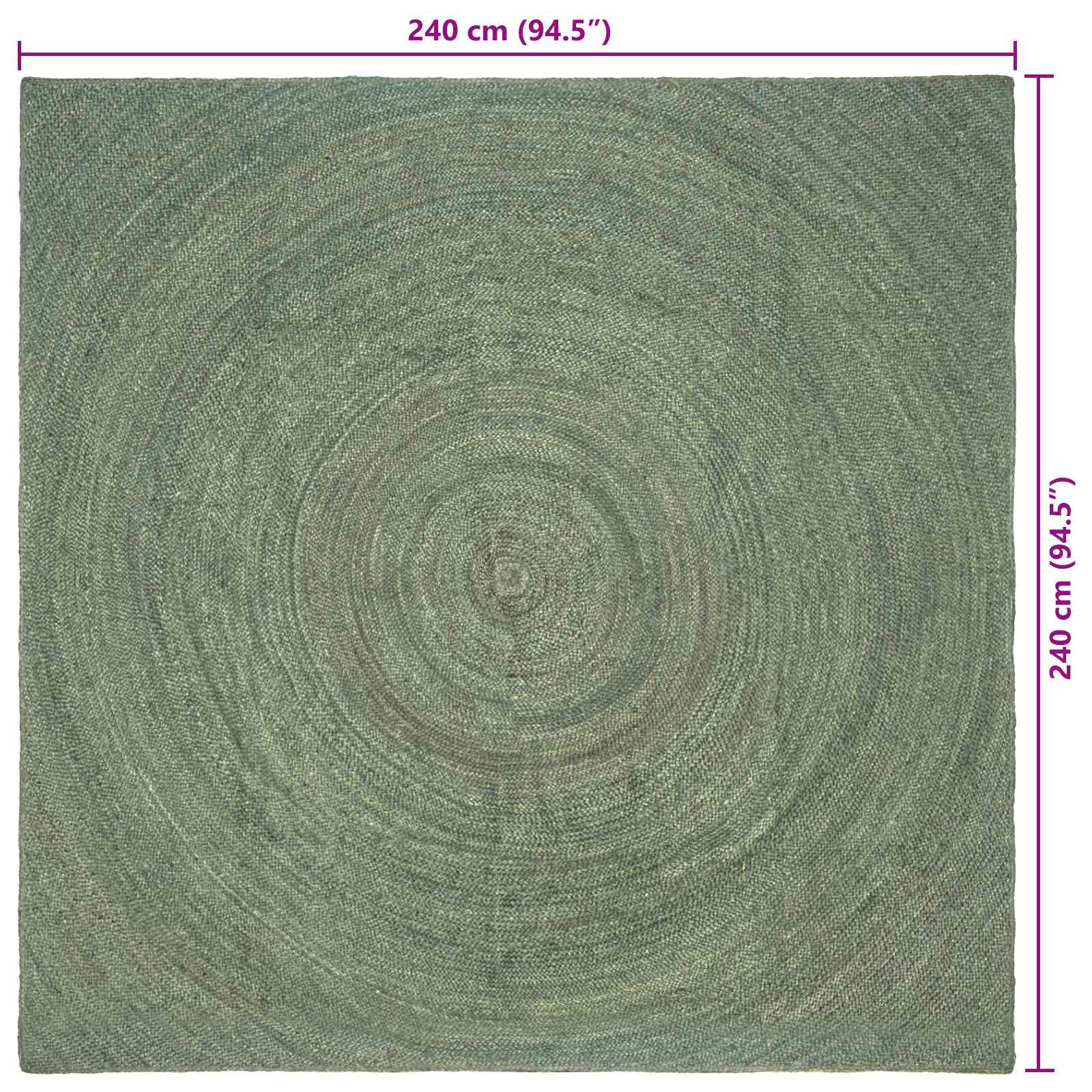 Vloerkleden Olijfgroen 240 x 240 cm Jute