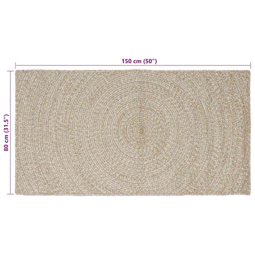 Vloerkleden Natuurlijk en Wit 80 x 150 cm Jute