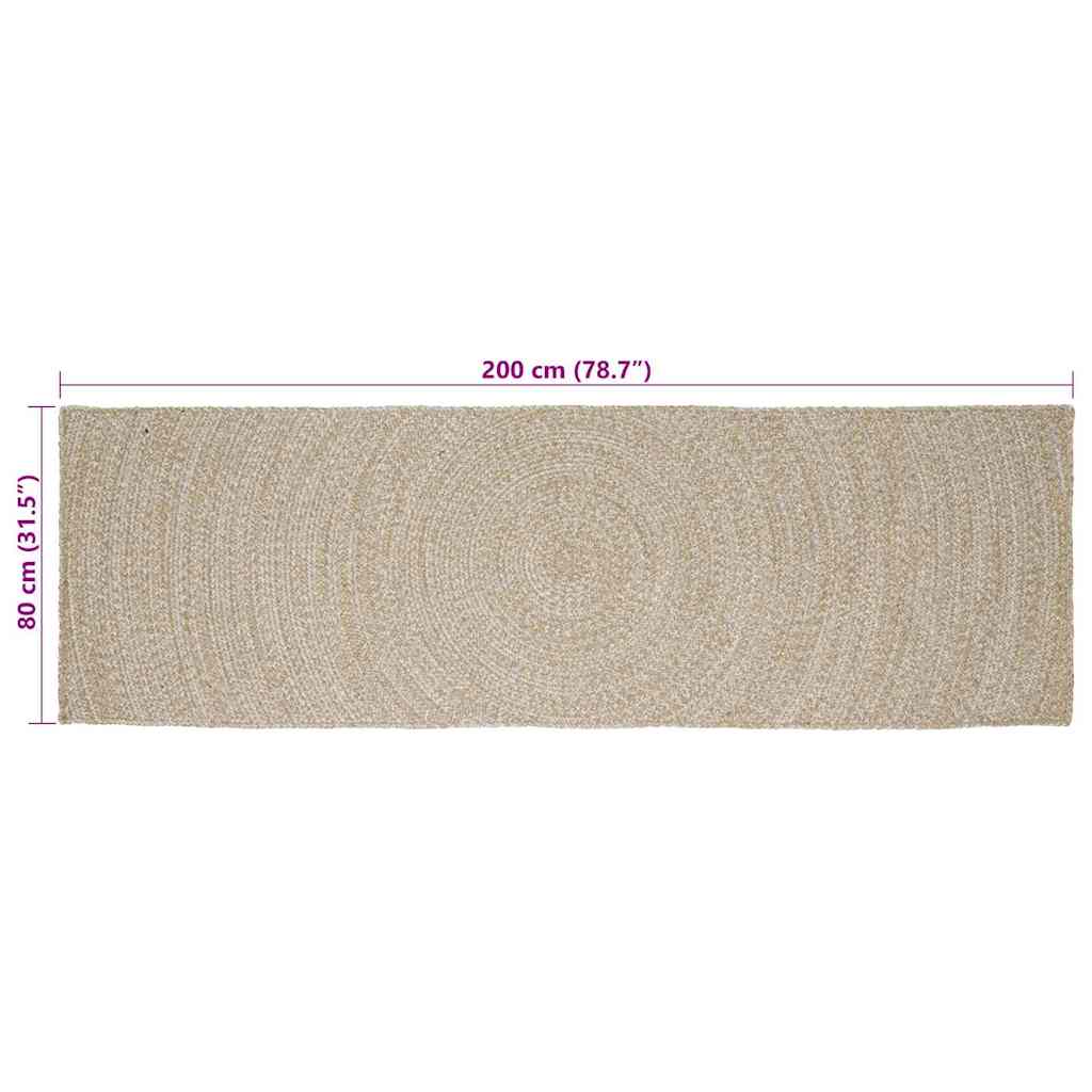 Vloerkleden Natuurlijk en Wit 80 x 200 cm Jute