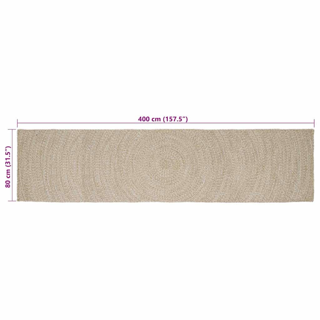 Vloerkleden Natuurlijk en Wit 80 x 400 cm Jute