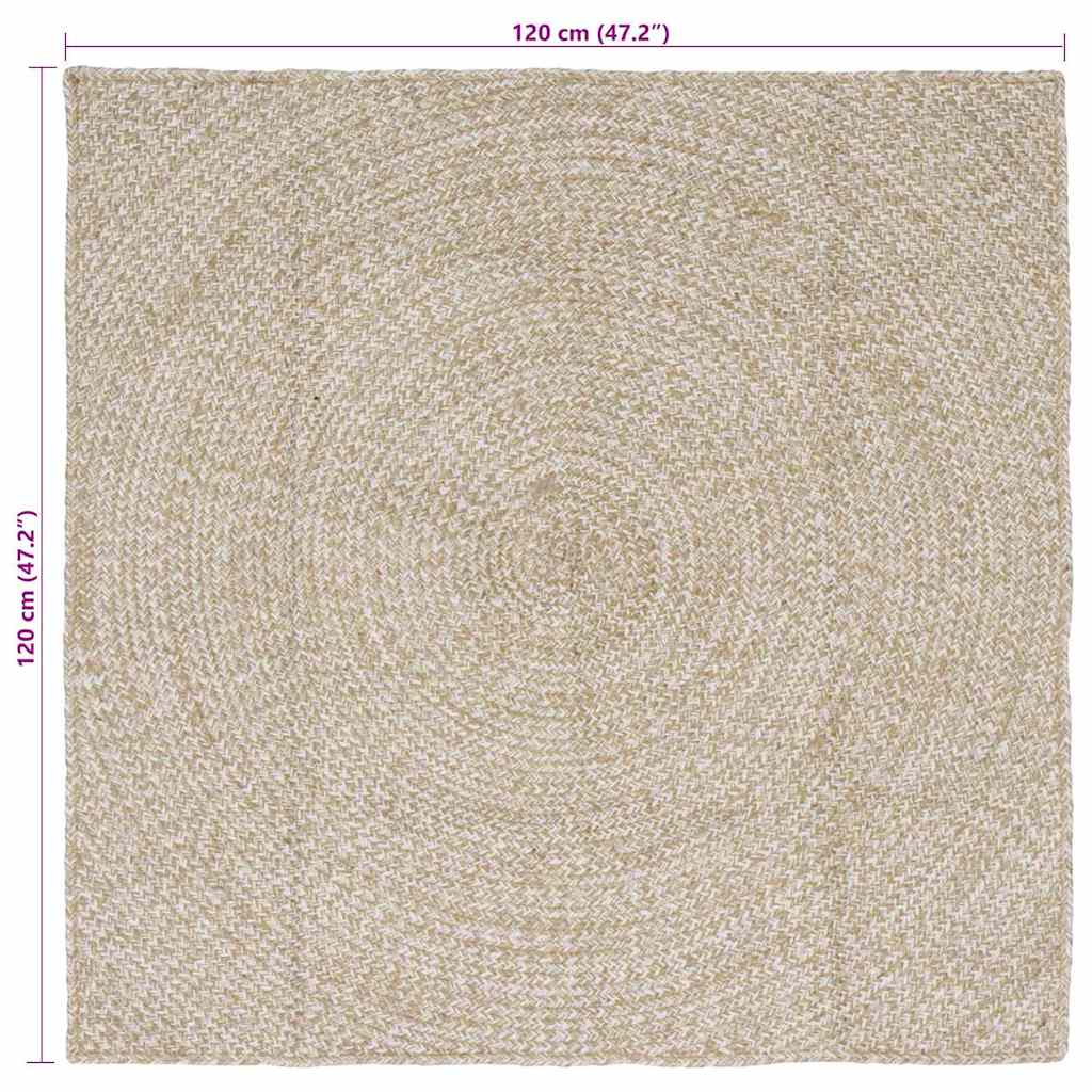 Vloerkleden Natuurlijk en Wit 120 x 120 cm Jute