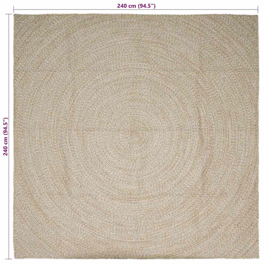 Vloerkleden Natuurlijk en Wit 240 x 240 cm Jute