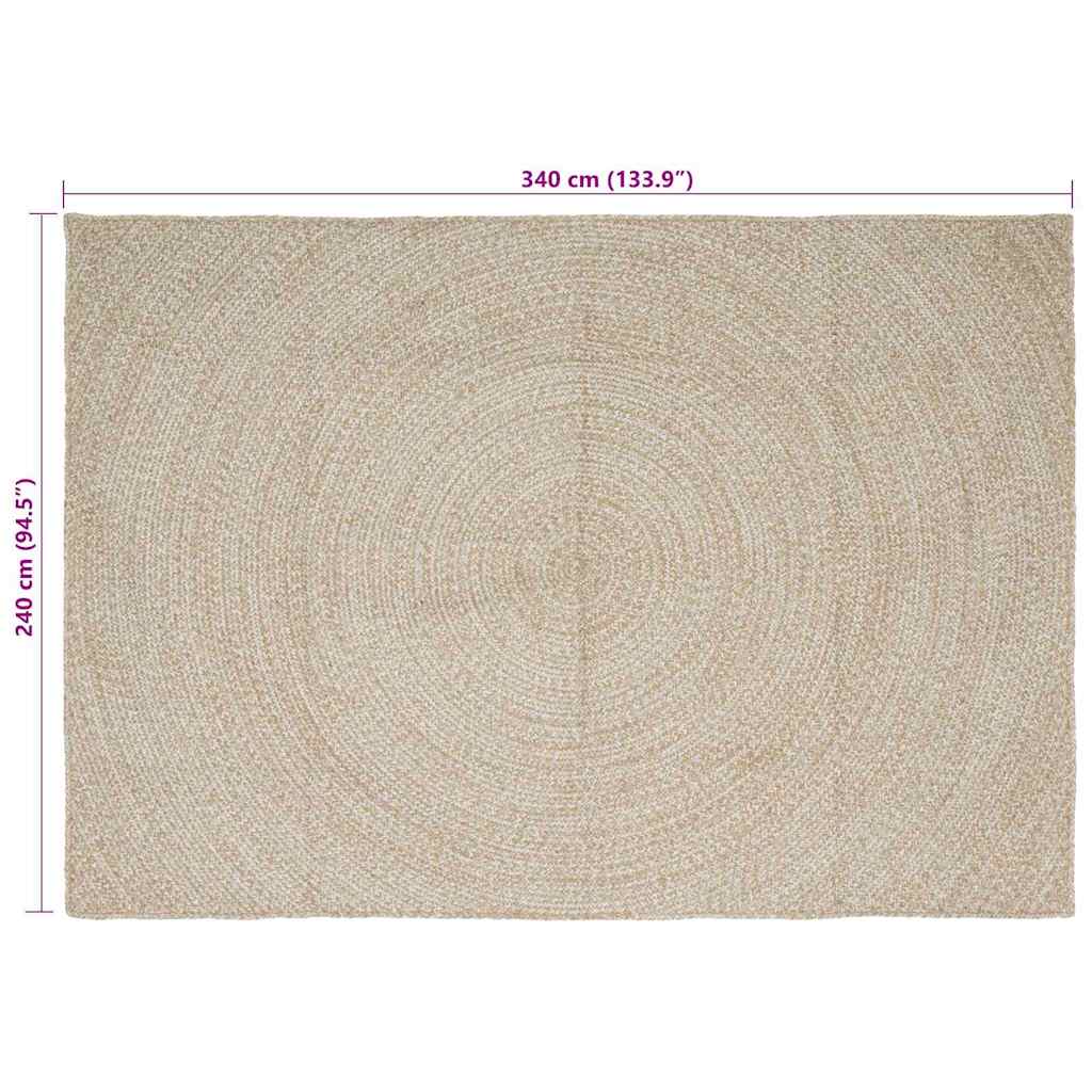 Vloerkleden Natuurlijk en Wit 240 x 340 cm Jute