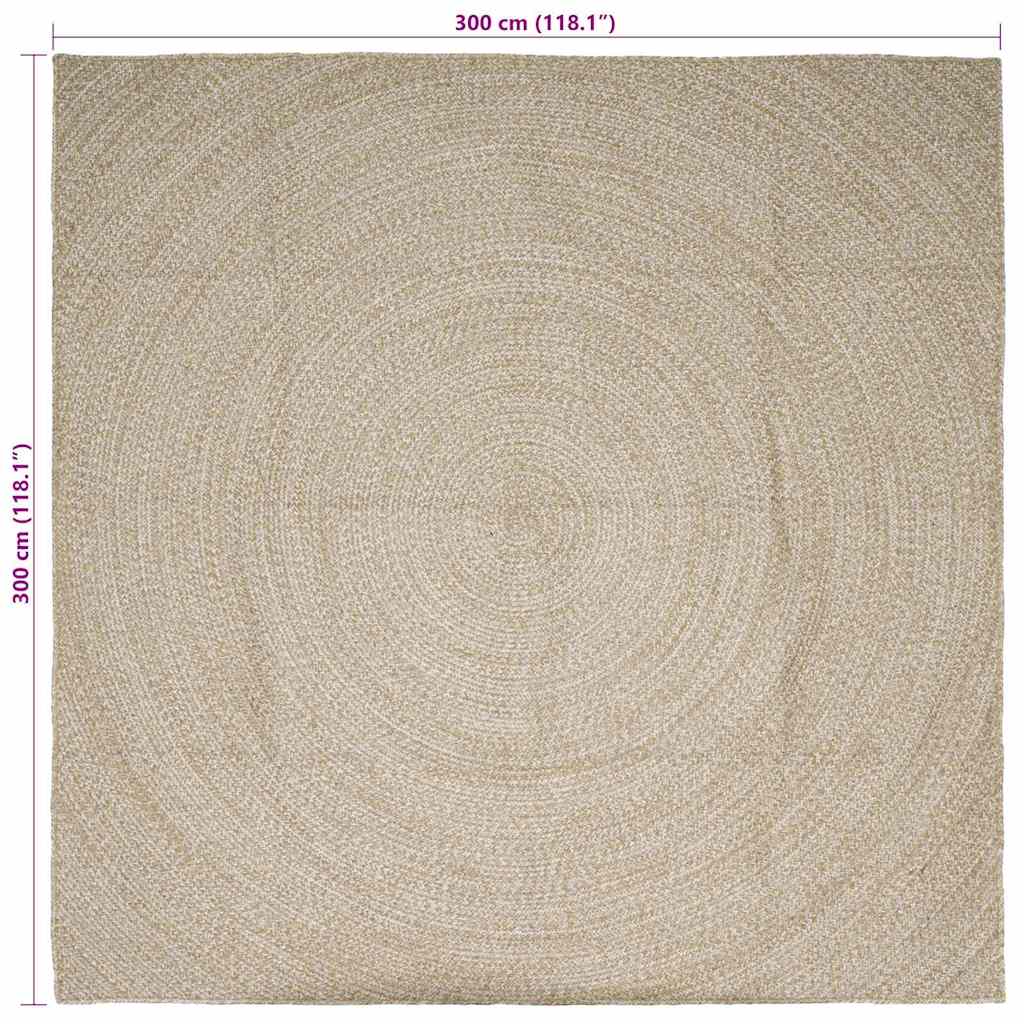Vloerkleden Natuurlijk en Wit 300 x 300 cm Jute
