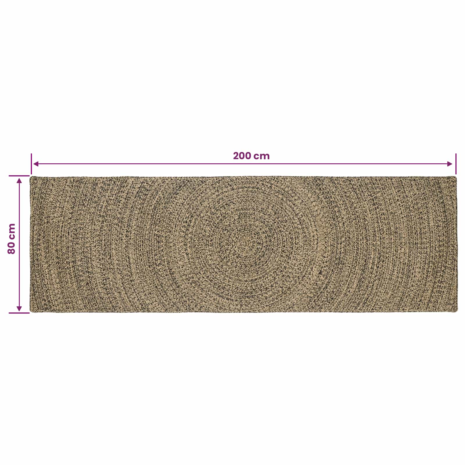 Vloerkleden Naturel en Zwart 80 x 200 cm Jute
