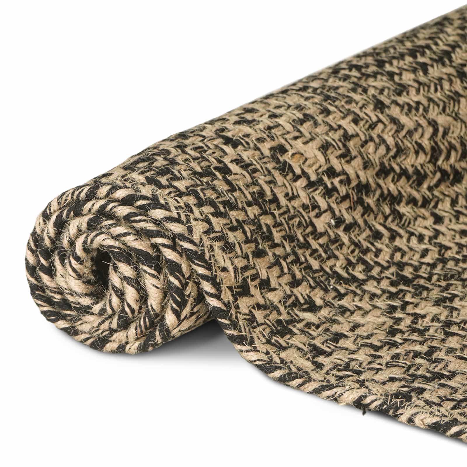 Vloerkleden Naturel en Zwart 80 x 400 cm Jute