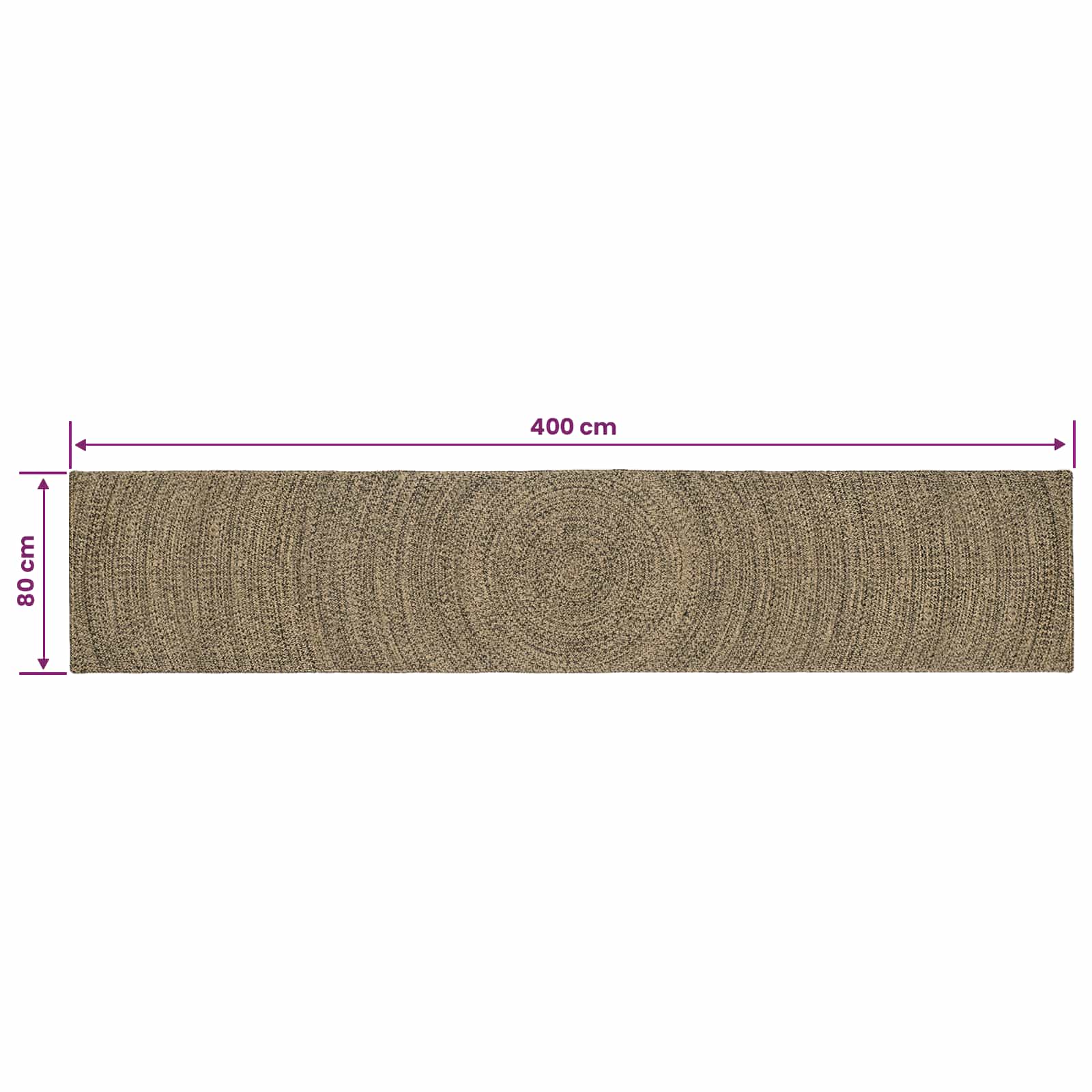 Vloerkleden Naturel en Zwart 80 x 400 cm Jute