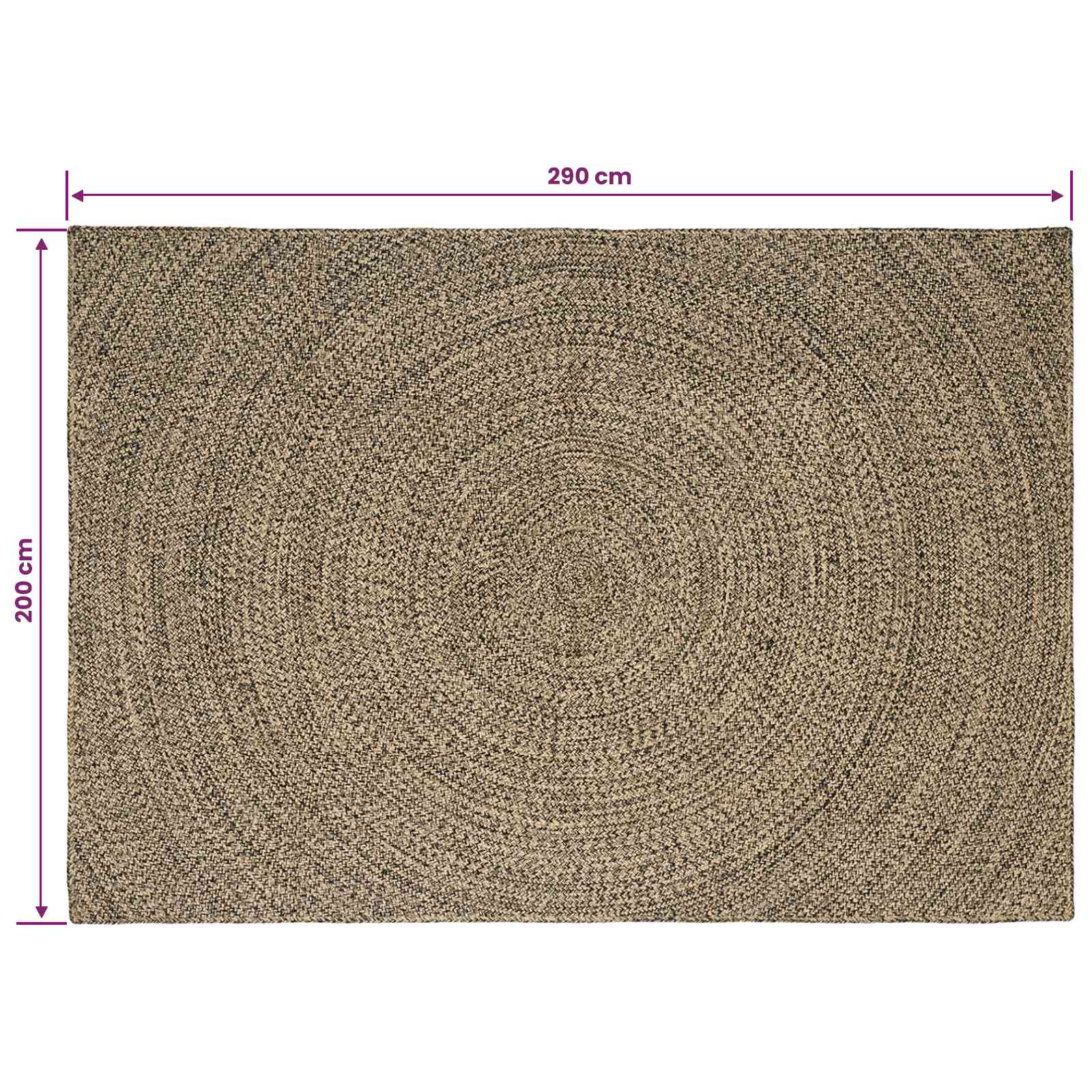 Vloerkleden Naturel en Zwart 200 x 290 cm Jute