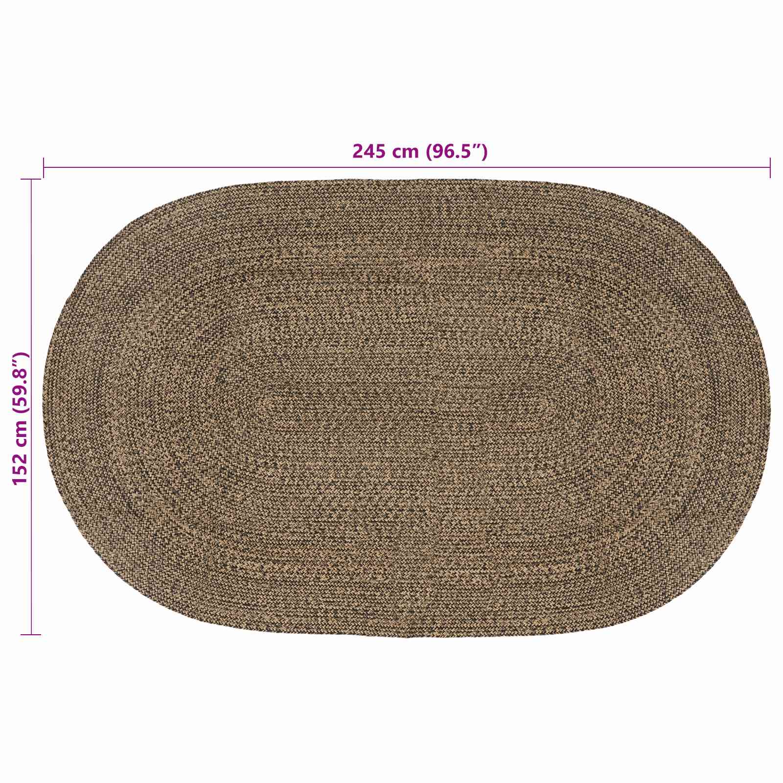 Vloerkleden Zwart 152 x 245 cm Jute