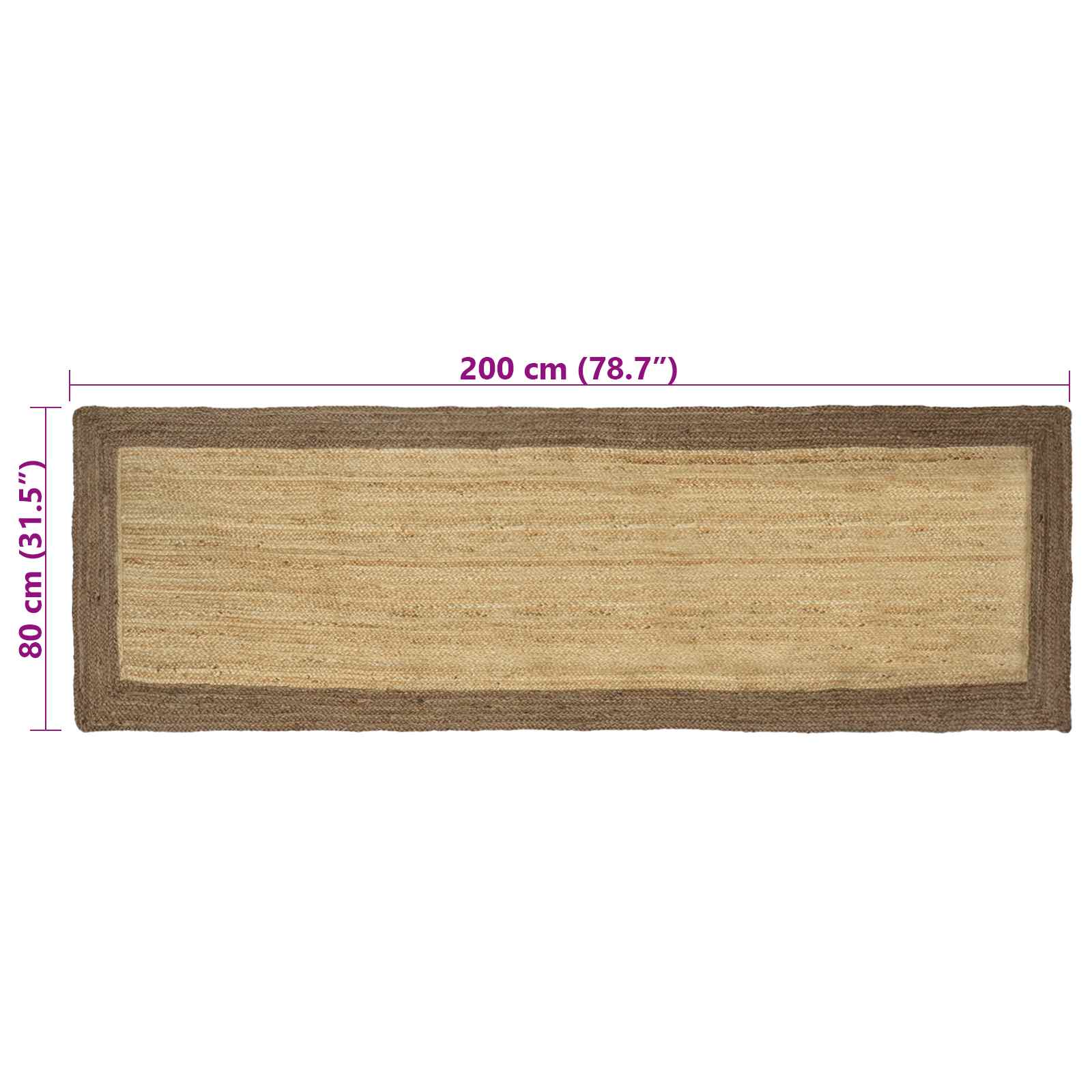 Vloerkleden Grijs 80 x 200 cm Jute
