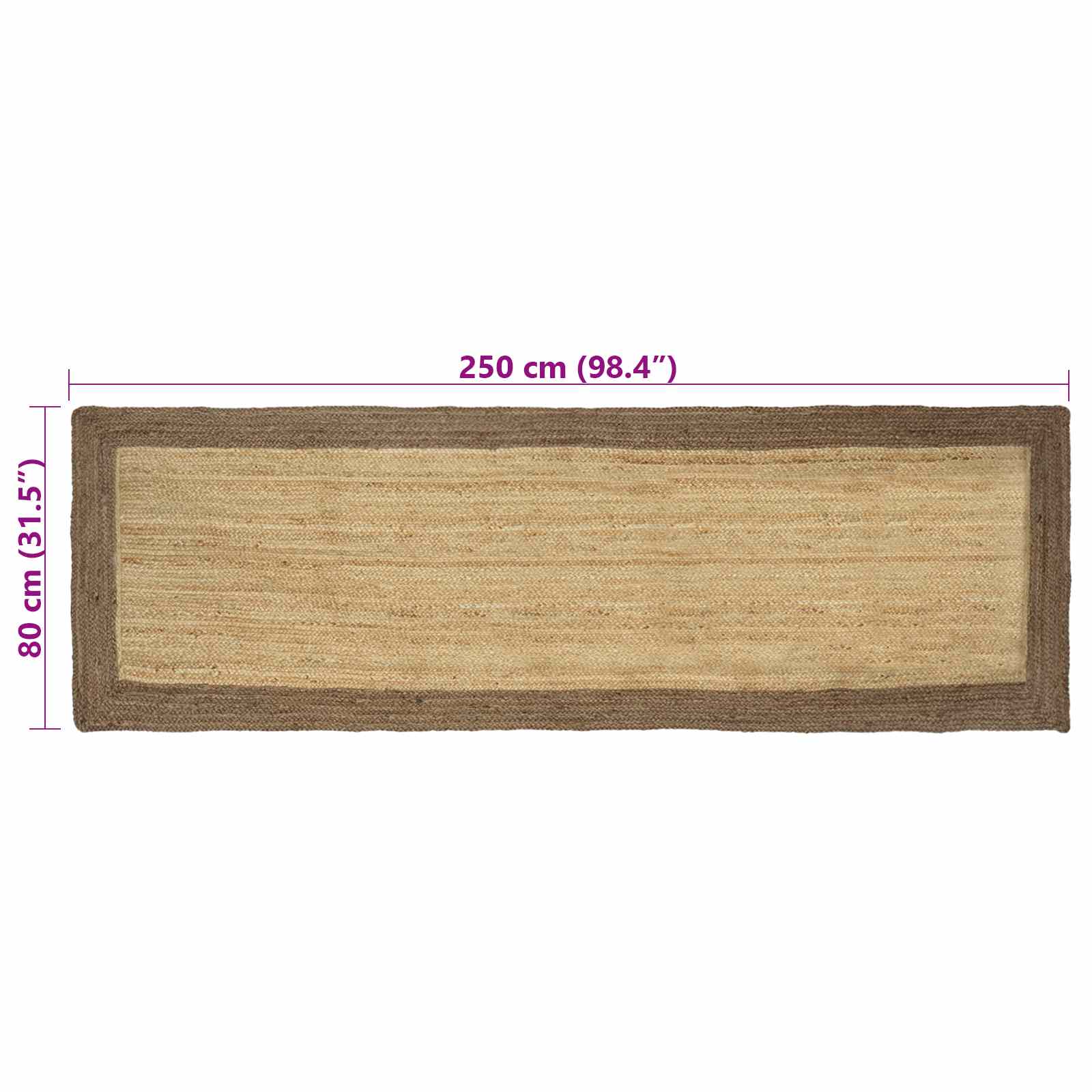 Vloerkleden Grijs 80 x 250 cm Jute