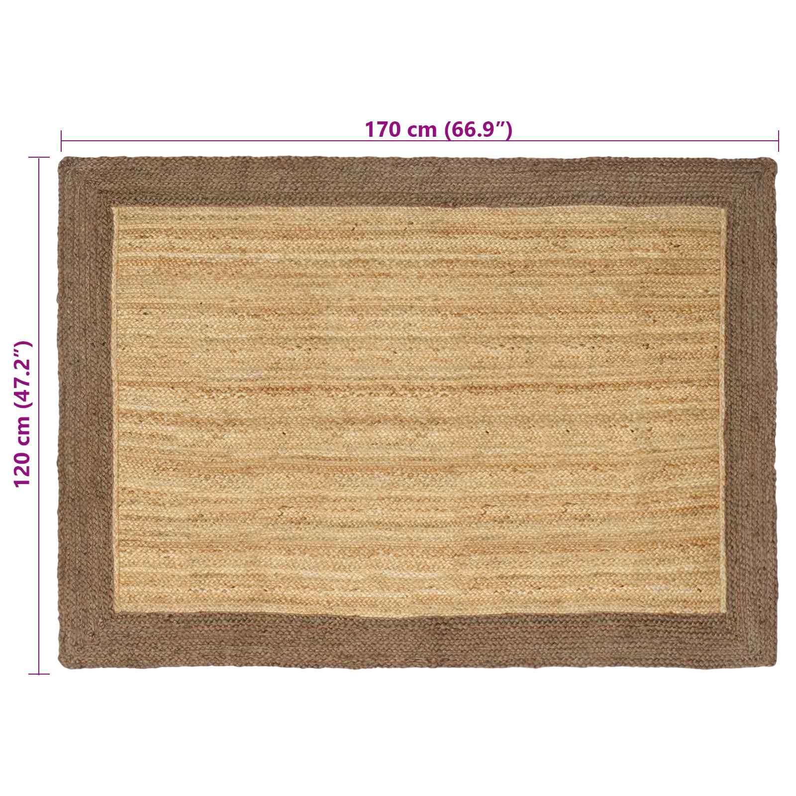 Vloerkleden Grijs 120 x 170 cm Jute