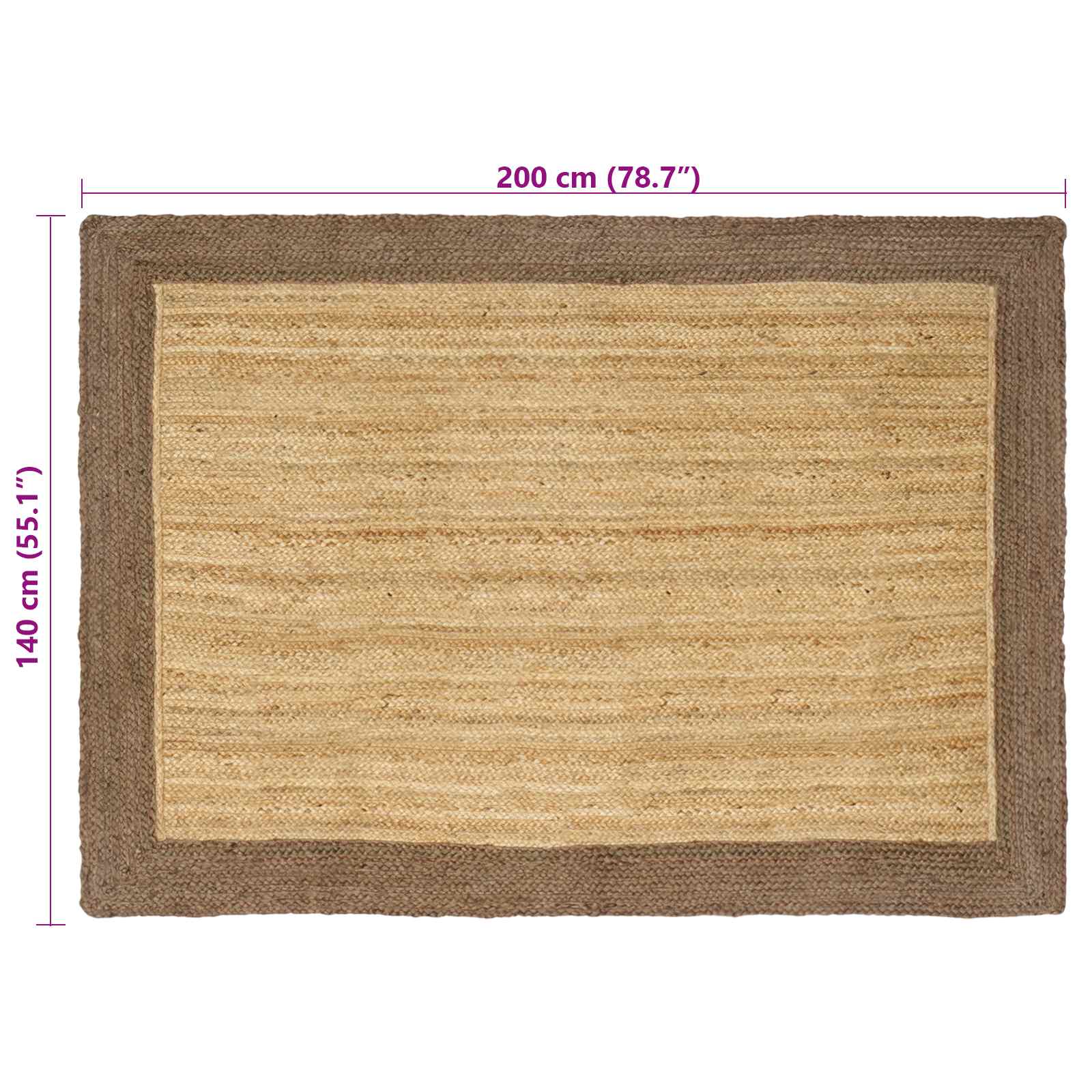 Vloerkleden Grijs 140 x 200 cm Jute