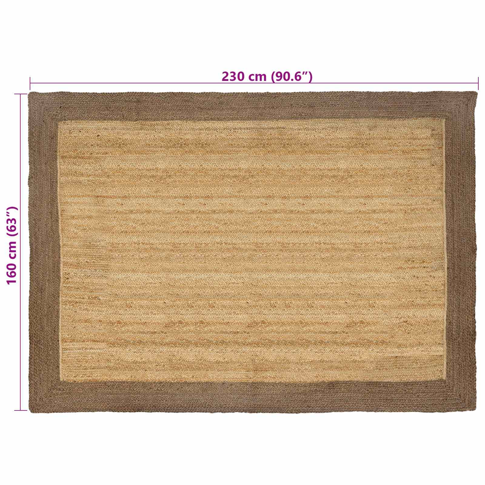 Vloerkleden Grijs 160 x 230 cm Jute