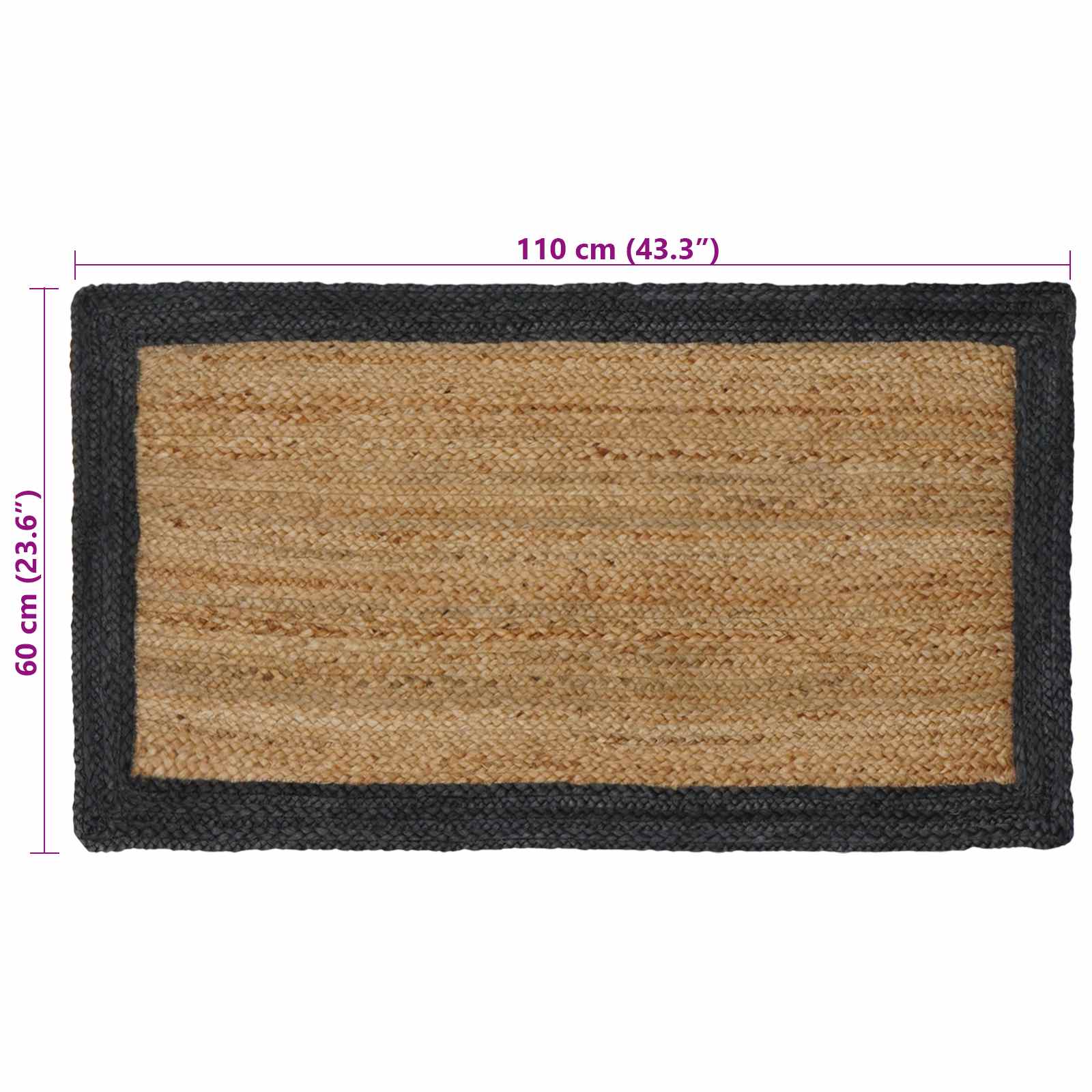 Vloerkleden Donkergrijs 60 x 110 cm Jute