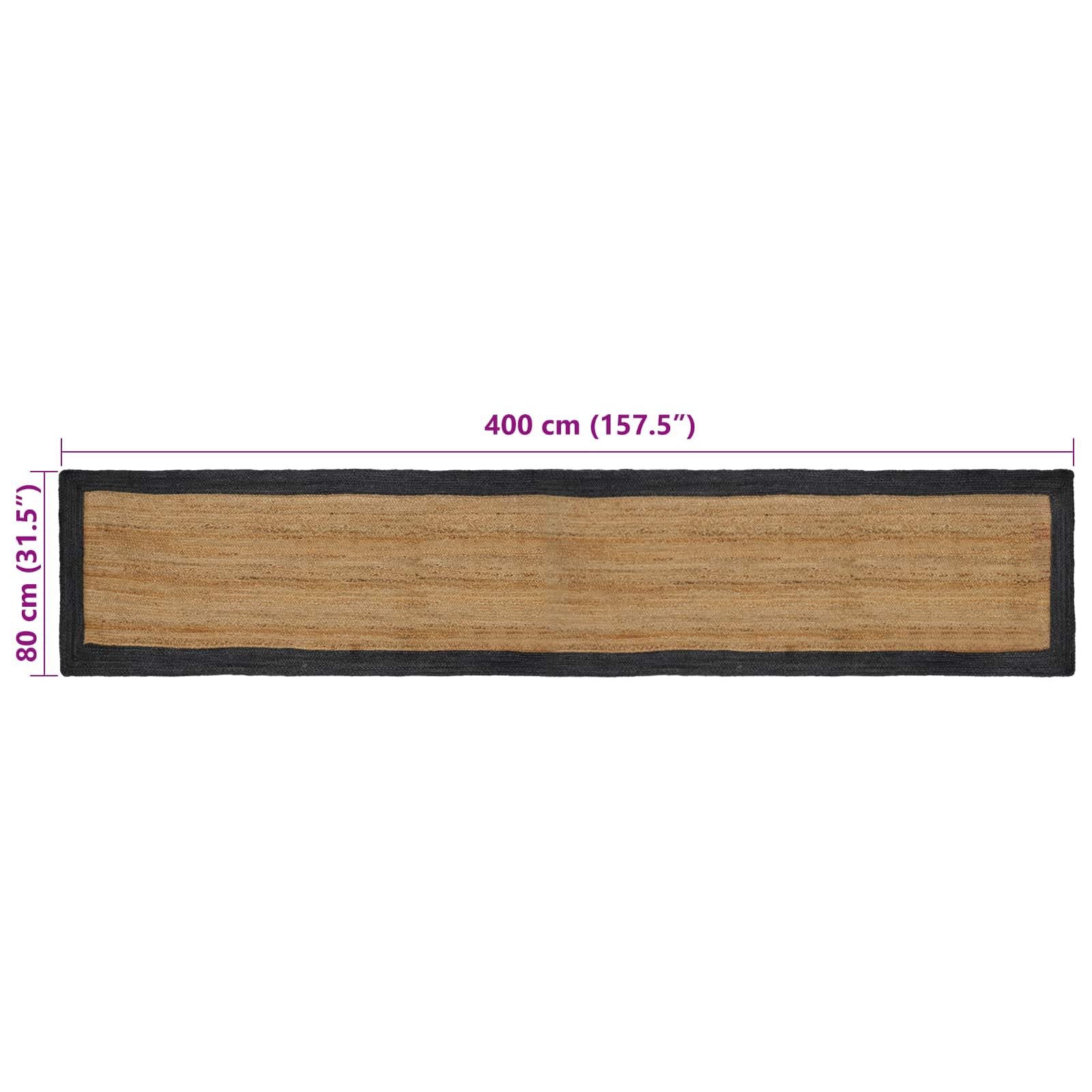 Vloerkleden Donkergrijs 80 x 400 cm Jute