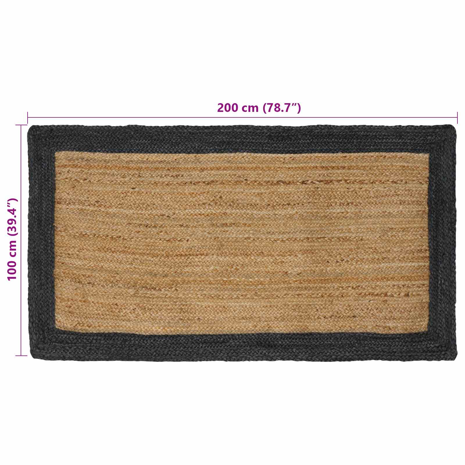 Vloerkleden Donkergrijs 100 x 200 cm Jute
