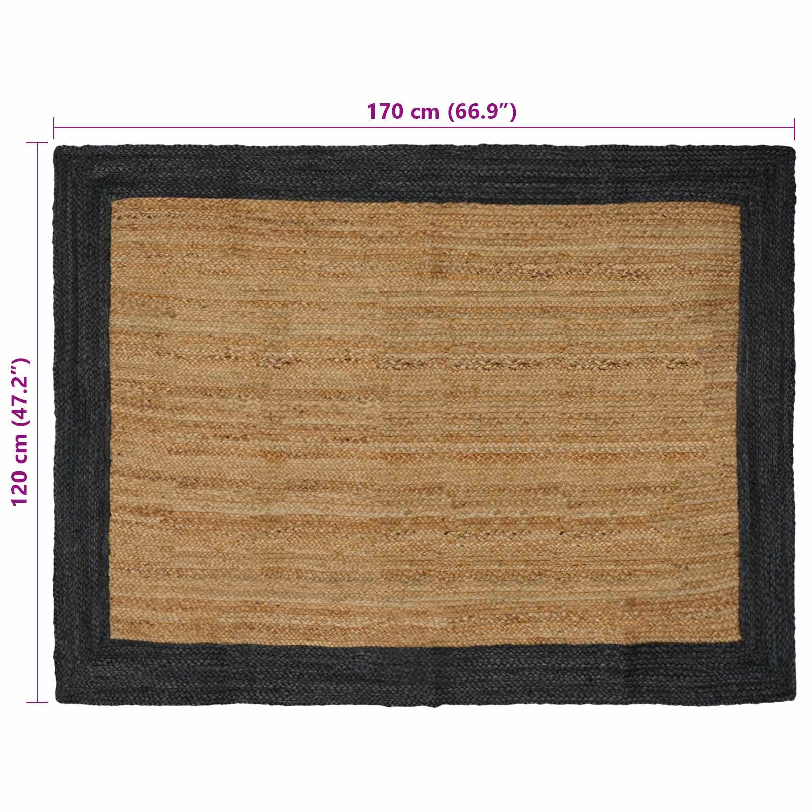 Vloerkleden Donkergrijs 120 x 170 cm Jute