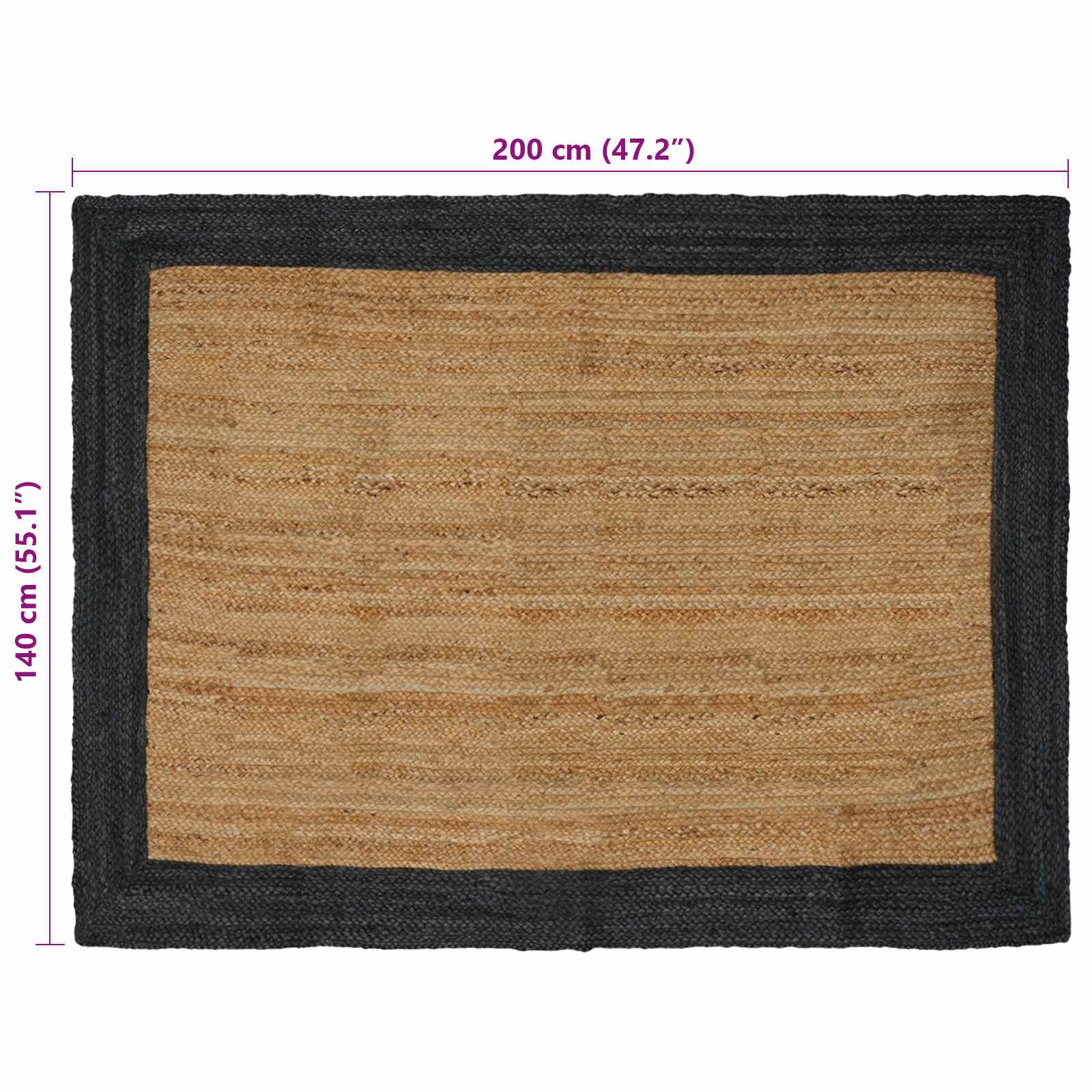 Vloerkleden Donkergrijs 140 x 200 cm Jute