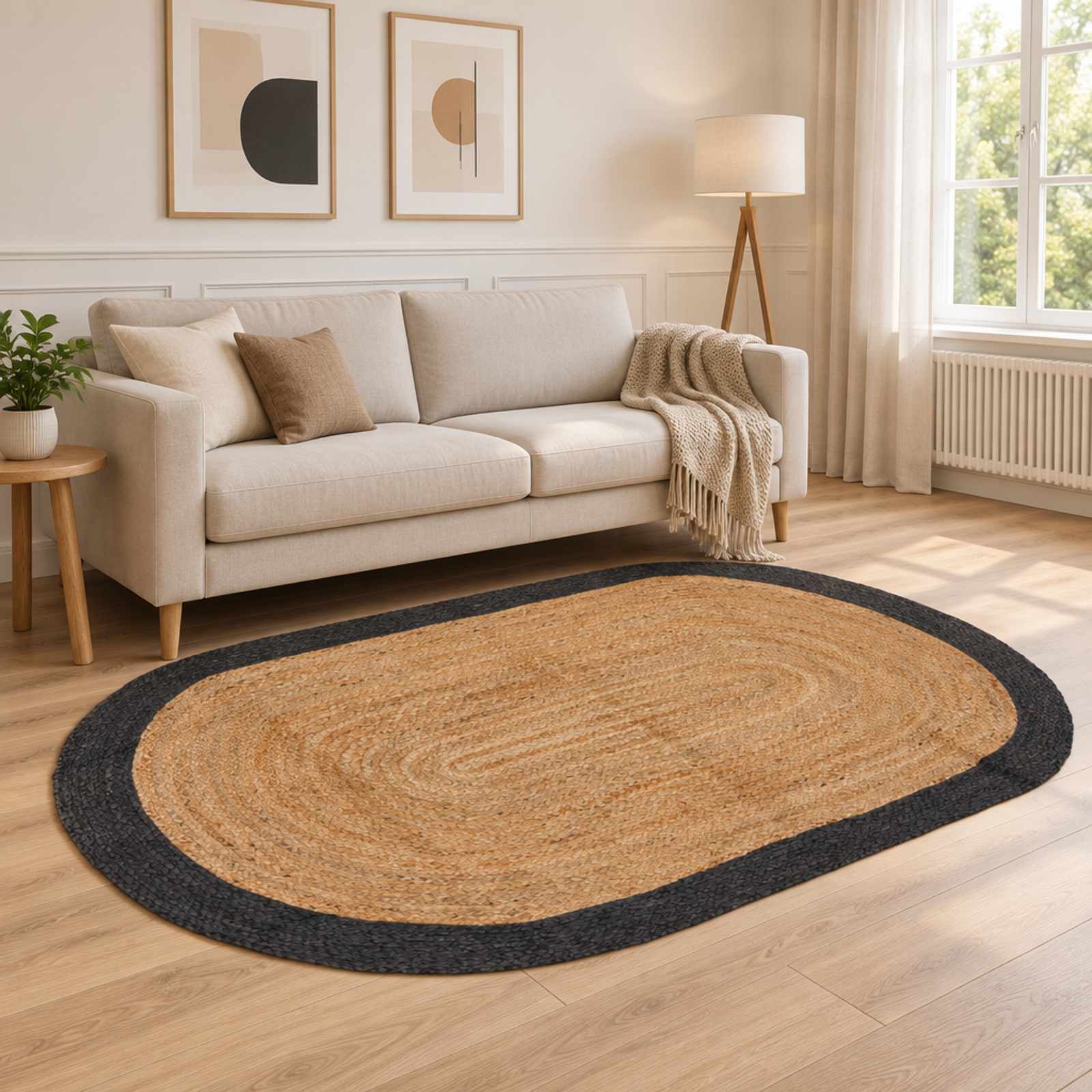 Gebied Tapijt Donkergrijs 152 x 245 cm Jute