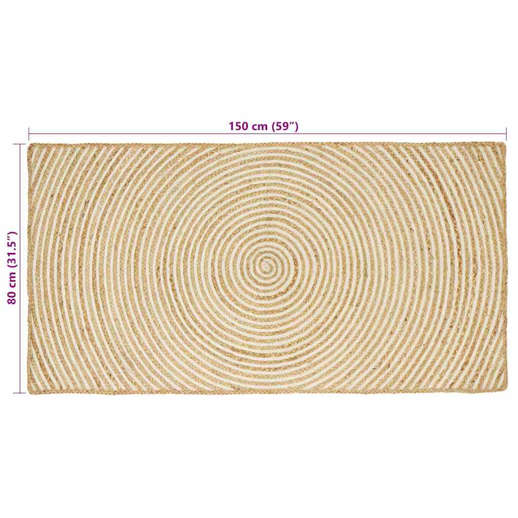 Vloerkleden Wit 80 x 150 cm Jute