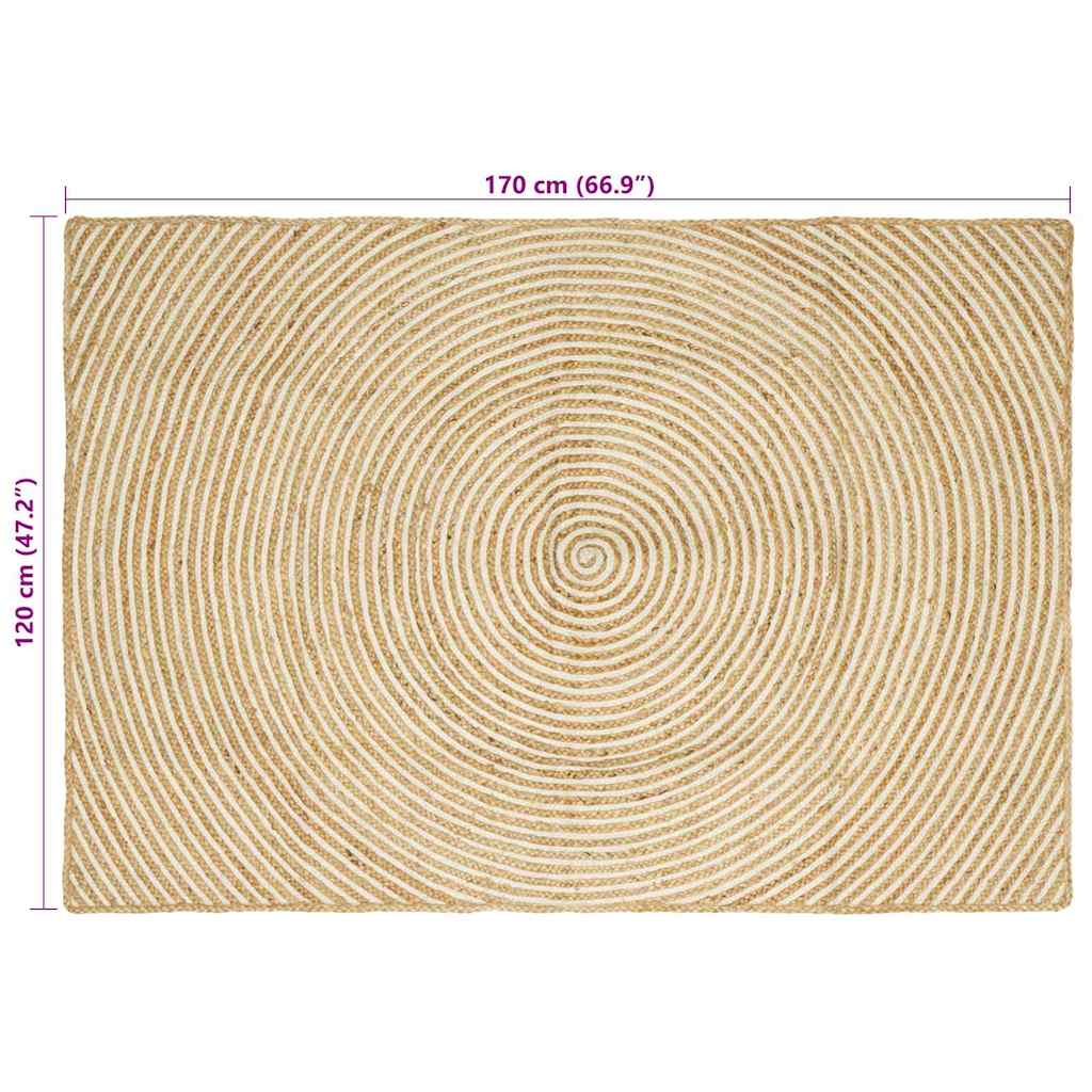 Vloerkleden Wit 120 x 170 cm Jute