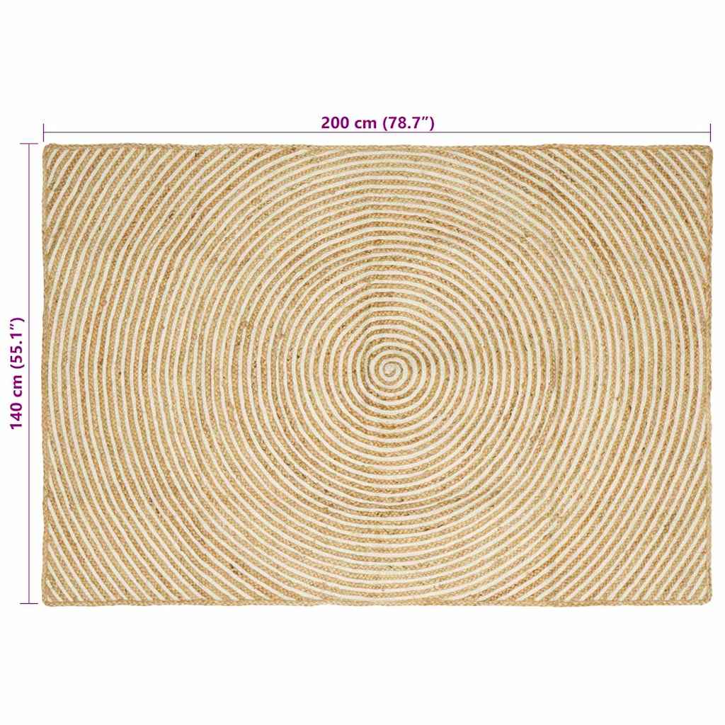 Vloerkleden Wit 140 x 200 cm Jute