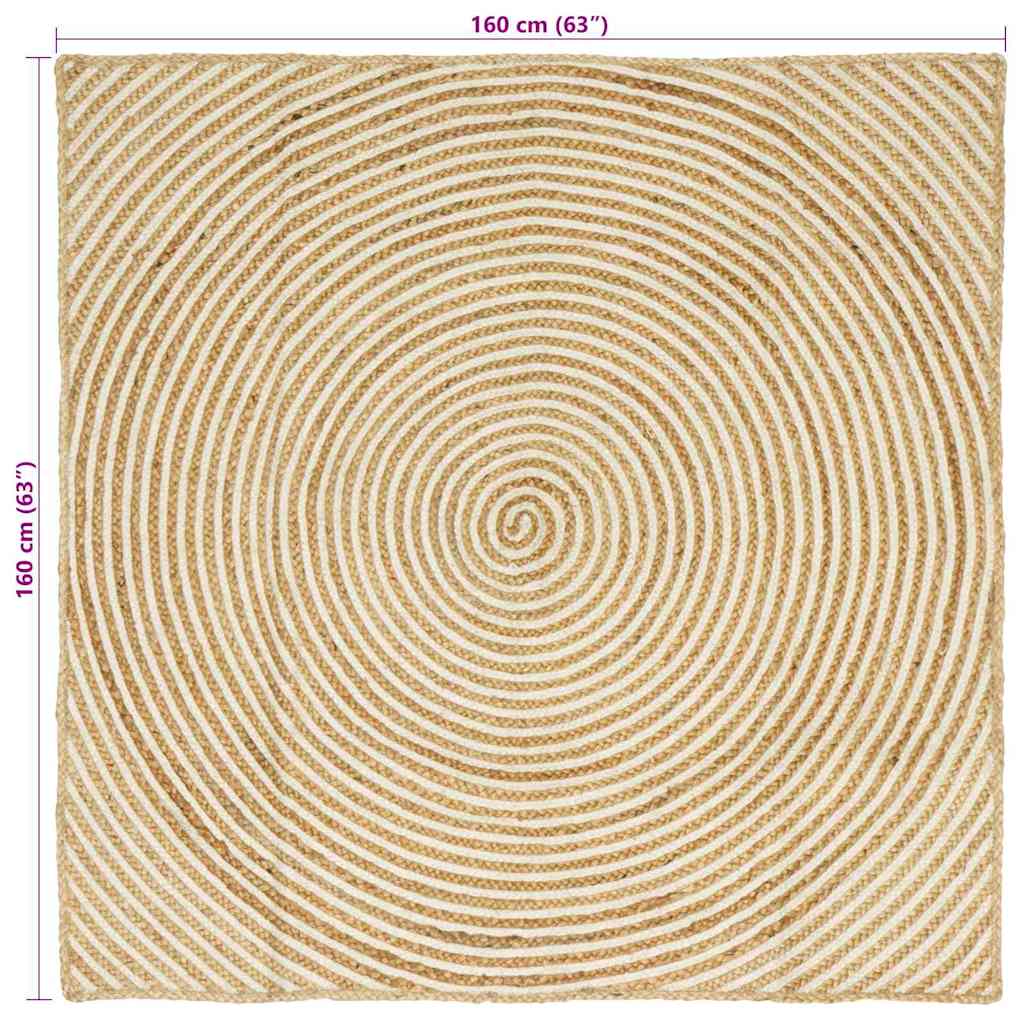 Vloerkleden Wit 160 x 160 cm Jute