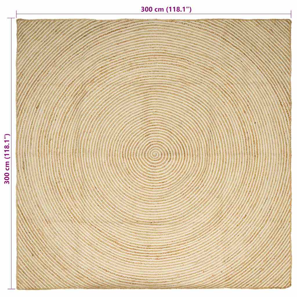 Vloerkleden Wit 300 x 300 cm Jute