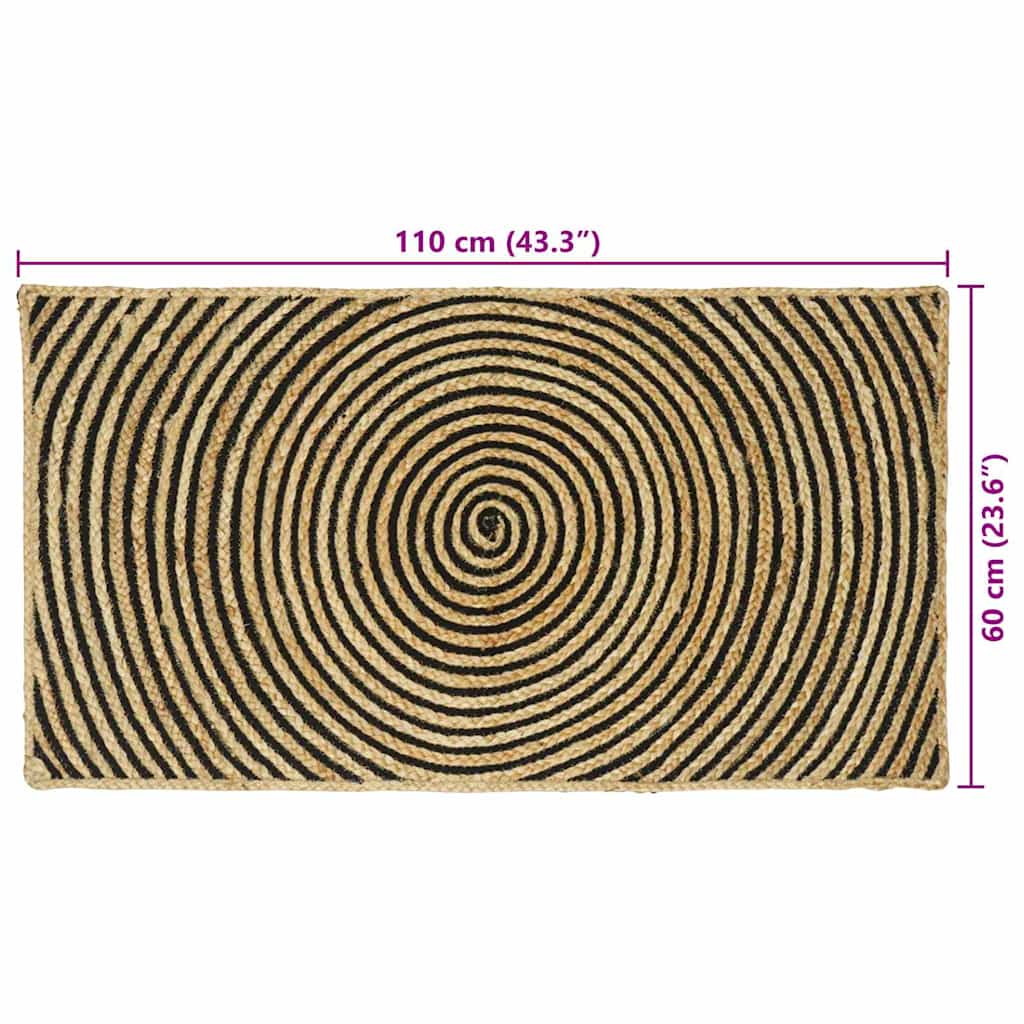 Vloerkleden Zwart 60 x 110 cm Jute