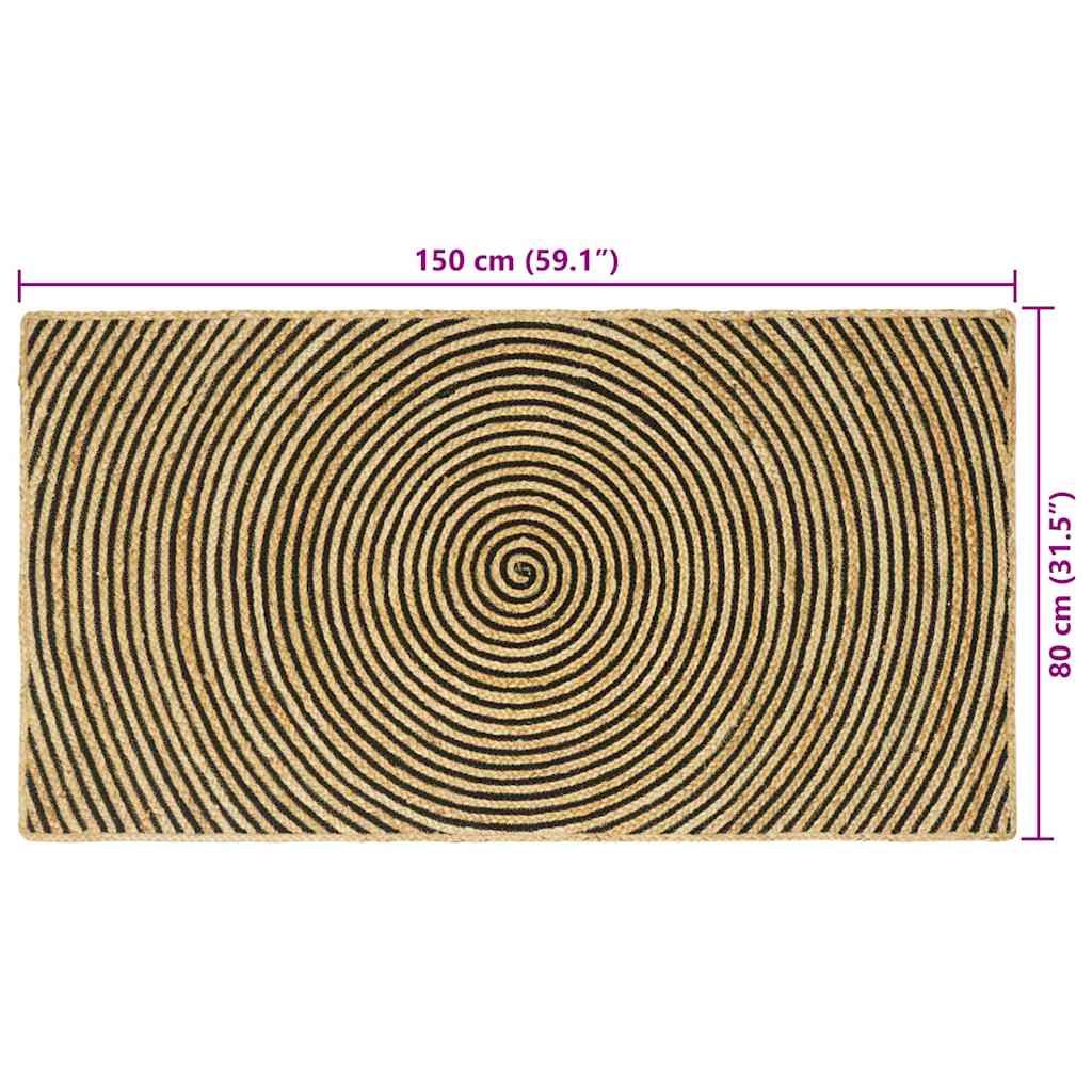 Vloerkleden Zwart 80 x 150 cm Jute