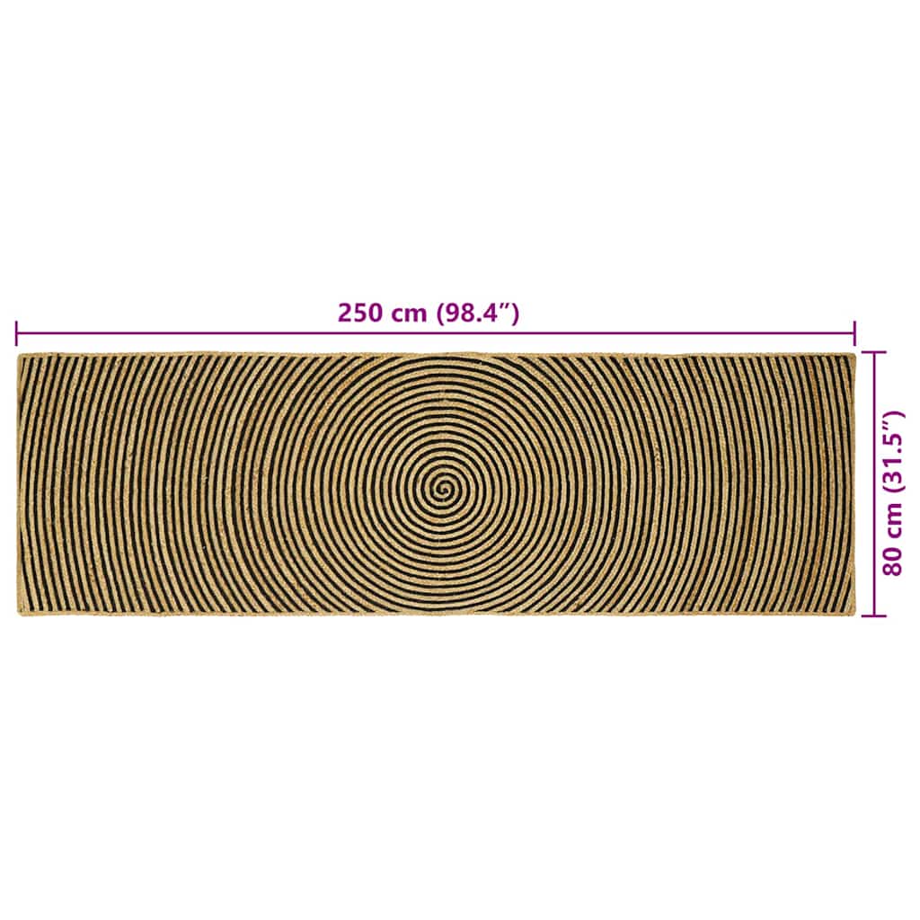 Vloerkleden Zwart 80 x 250 cm Jute