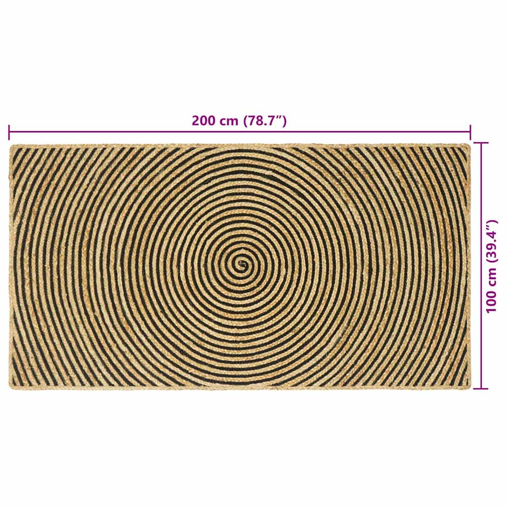 Vloerkleden Zwart 100 x 200 cm Jute