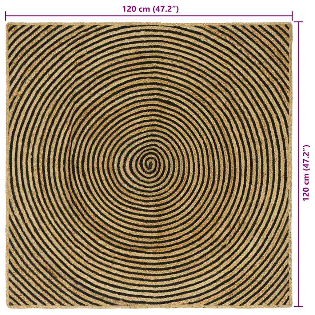 Vloerkleden Zwart 120 x 120 cm Jute