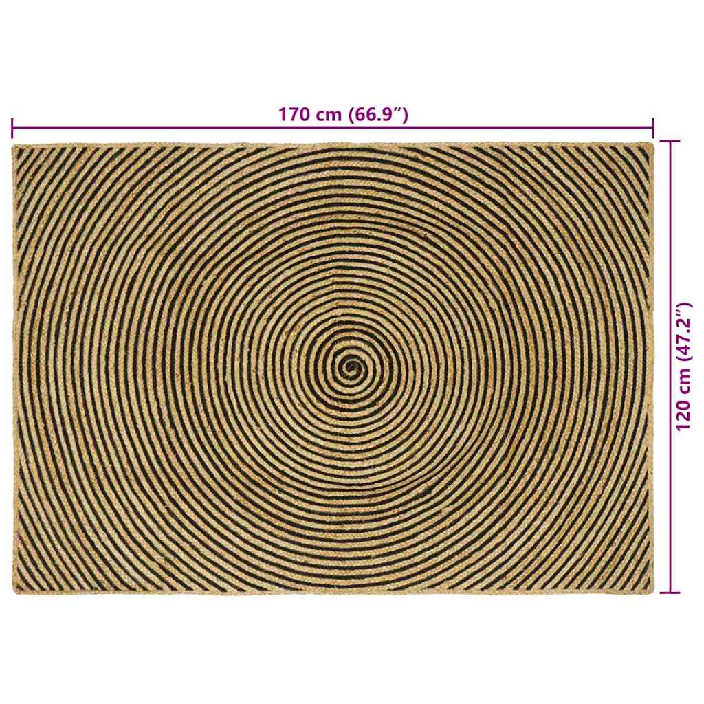 Vloerkleden Zwart 120 x 170 cm Jute