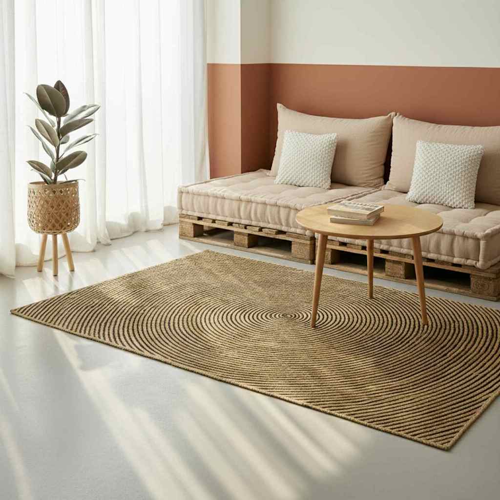 Vloerkleden Zwart 160 x 160 cm Jute