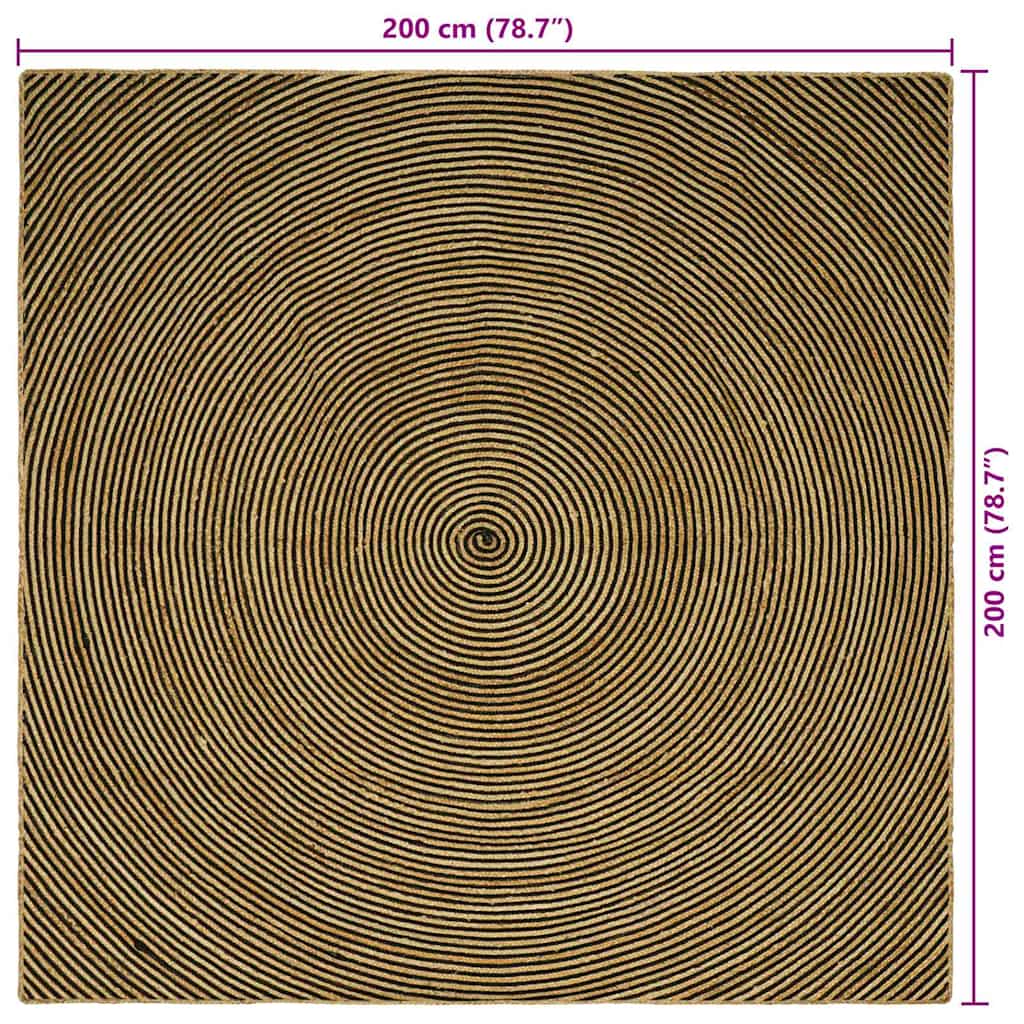 Vloerkleden Zwart 200 x 200 cm Jute