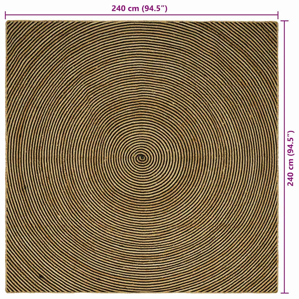 Vloerkleden Zwart 240 x 240 cm Jute