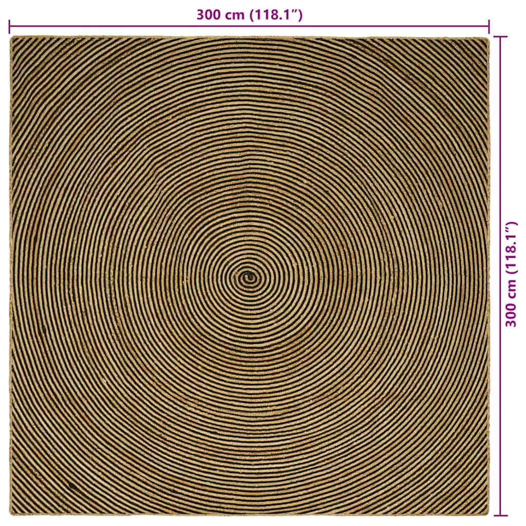 Vloerkleden Zwart 300 x 300 cm Jute