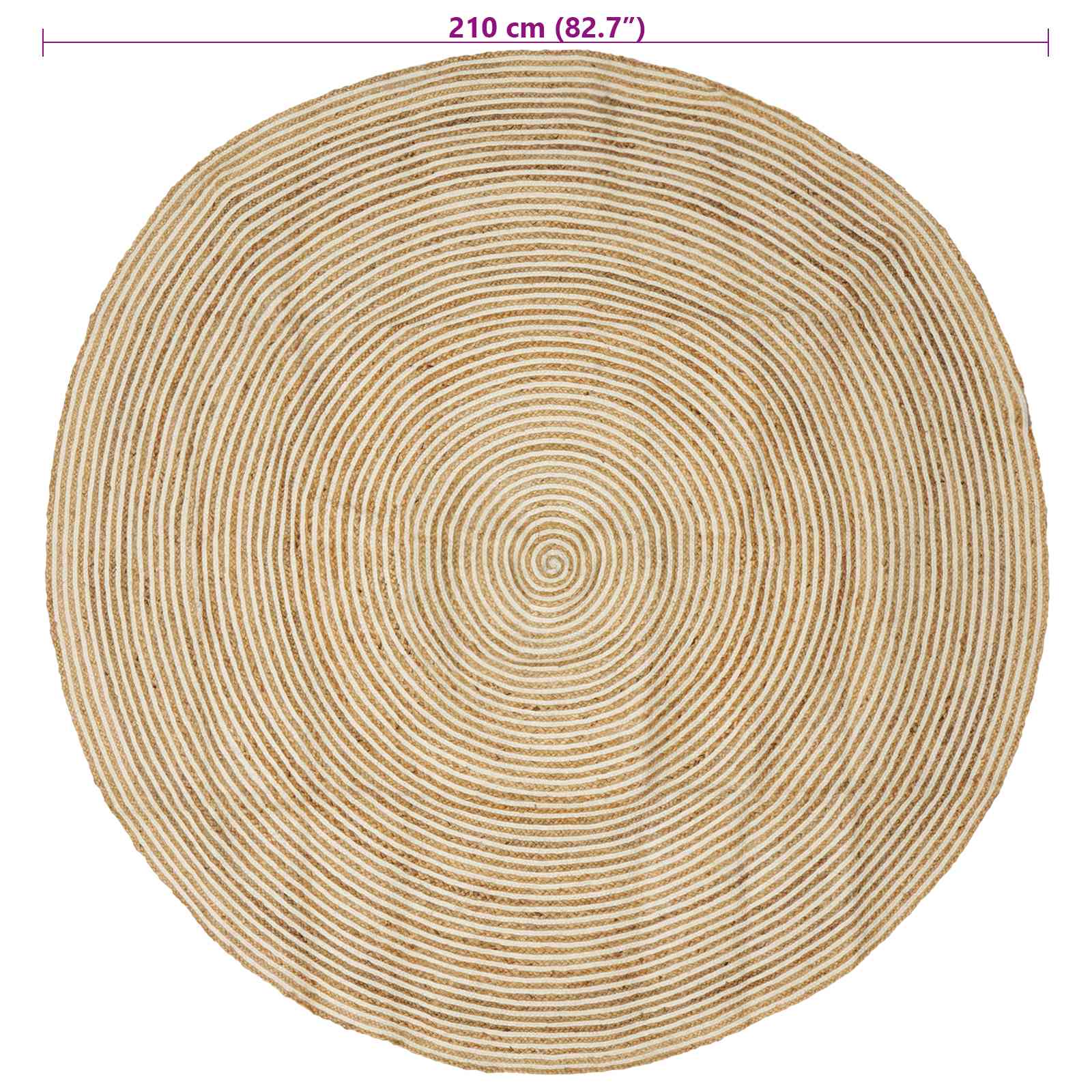 Gebied Tapijt Wit Ø 210 cm Jute