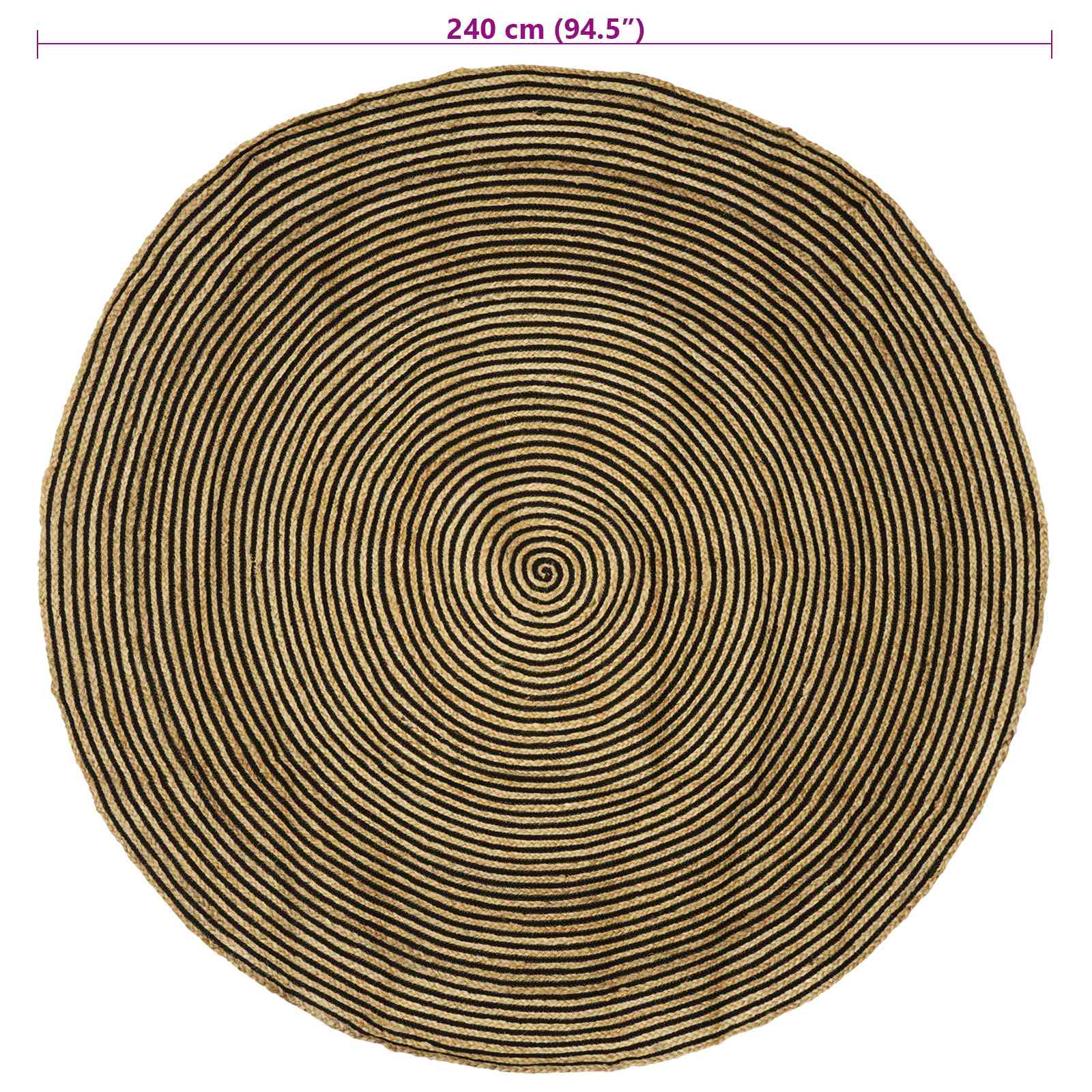 Gebied Tapijt Zwart Ø 240 cm Jute