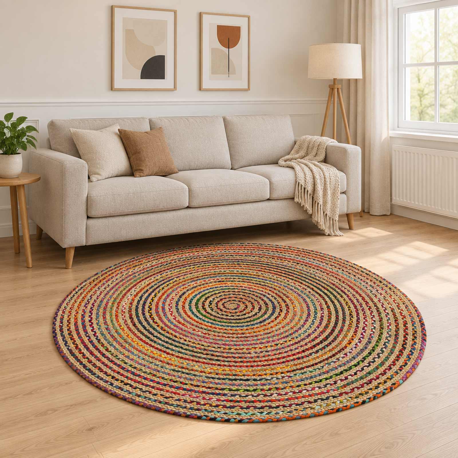 Gebied Tapijt Multikleur Ø 210 cm Jute