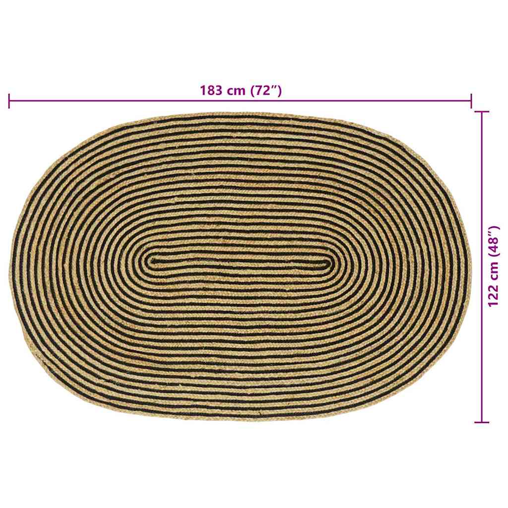Vloerkleden Naturel en Zwart 122 x 183 cm Jute