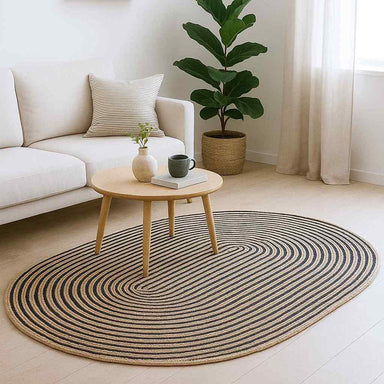 Vloerkleden Naturel en Zwart 152 x 245 cm Jute