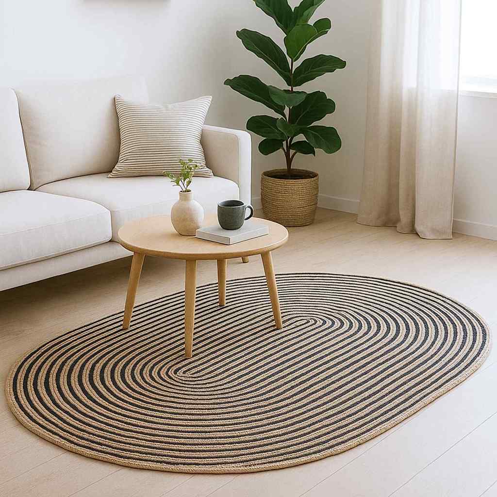 Vloerkleden Naturel en Zwart 205 x 305 cm Jute